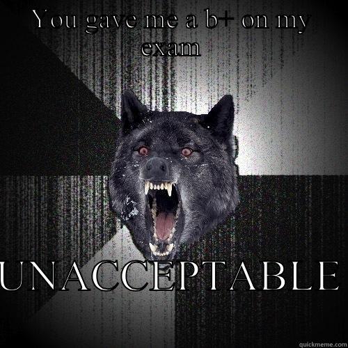 YOU GAVE ME A B+ ON MY EXAM UNACCEPTABLE Insanity Wolf