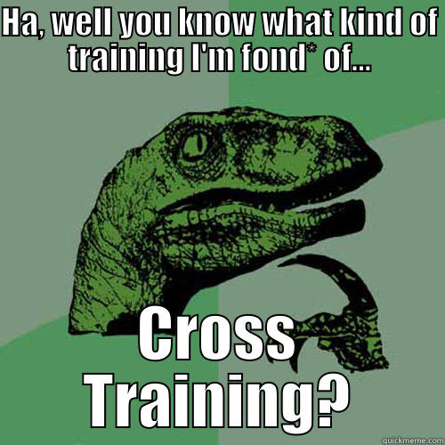 12345 sfghdfgh sdfgsd - HA, WELL YOU KNOW WHAT KIND OF TRAINING I'M FOND* OF... CROSS TRAINING? Philosoraptor
