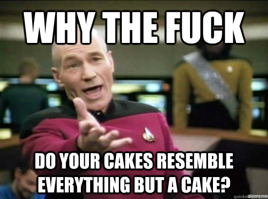 Why the fuck do your cakes resemble everything but a cake?  Annoyed Picard HD