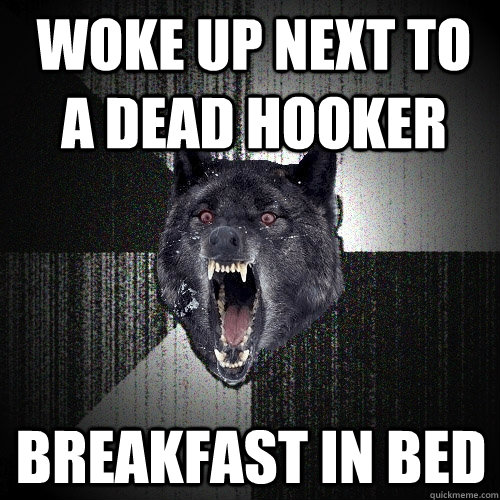 Woke up next to a dead hooker breakfast in bed  Insanity Wolf