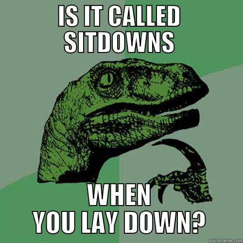 IS IT CALLED SITDOWNS WHEN YOU LAY DOWN? Philosoraptor