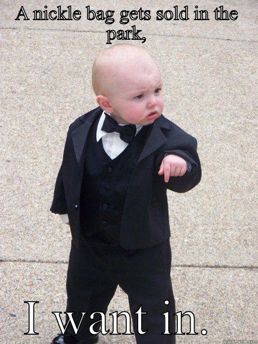 A NICKLE BAG GETS SOLD IN THE PARK, I WANT IN.  Baby Godfather