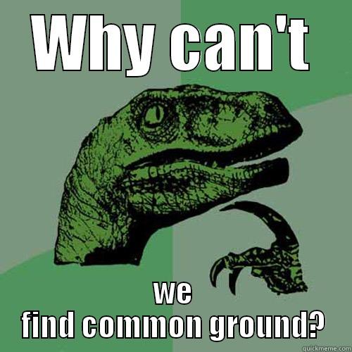 WHY CAN'T WE FIND COMMON GROUND? Philosoraptor
