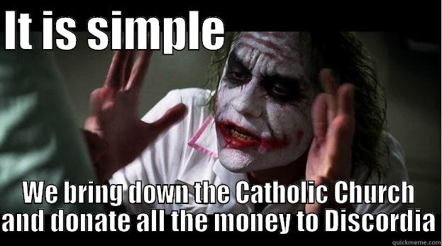 IT IS SIMPLE                          WE BRING DOWN THE CATHOLIC CHURCH AND DONATE ALL THE MONEY TO DISCORDIA Joker Mind Loss