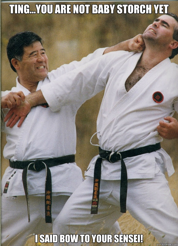 Ting...You are not baby storch yet I said bow to your sensei!  Sensei