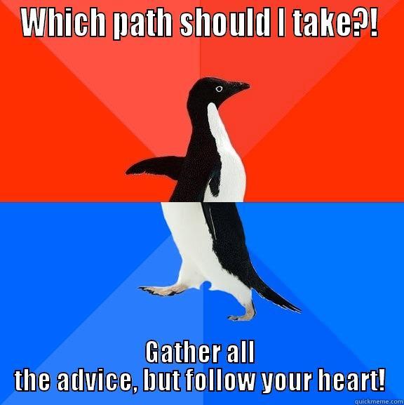 WHICH PATH SHOULD I TAKE?! GATHER ALL THE ADVICE, BUT FOLLOW YOUR HEART! Socially Awesome Awkward Penguin