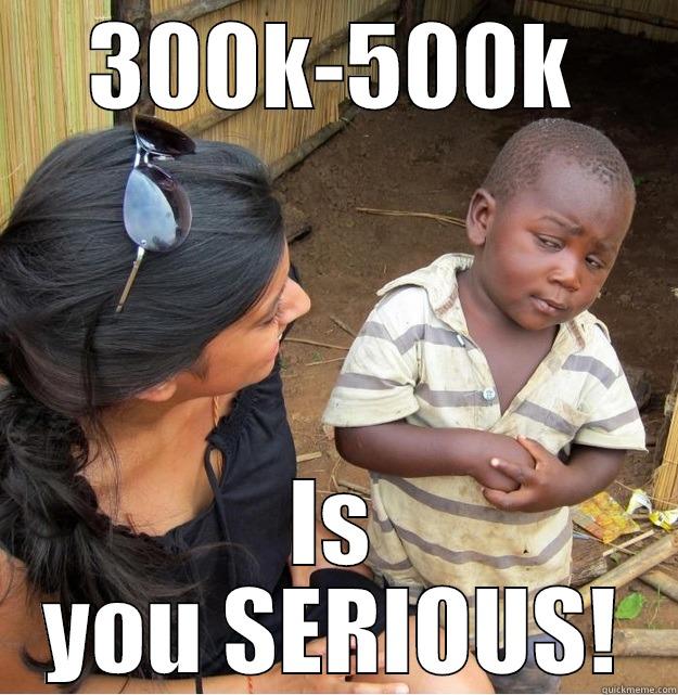 300K-500K IS YOU SERIOUS! Skeptical Third World Kid