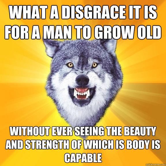 What a disgrace it is for a man to grow old without ever seeing the beauty and strength of which is body is capable  Courage Wolf