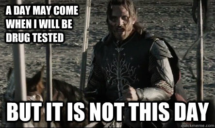 A day may come when I will be drug tested But it is not this day - A day may come when I will be drug tested But it is not this day  Not This Day Aragorn