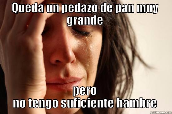 QUEDA UN PEDAZO DE PAN MUY GRANDE PERO NO TENGO SUFICIENTE HAMBRE First World Problems
