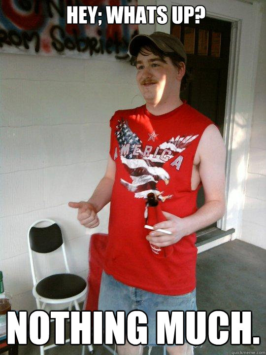 hey; whats up? NOTHING MUCH.  Redneck Randal