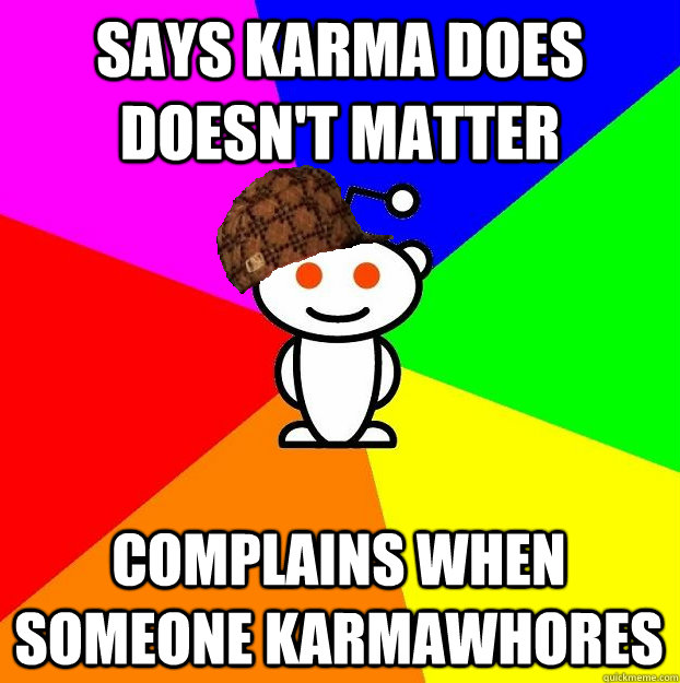 Says karma does doesn't matter Complains when someone karmawhores  Scumbag Redditor