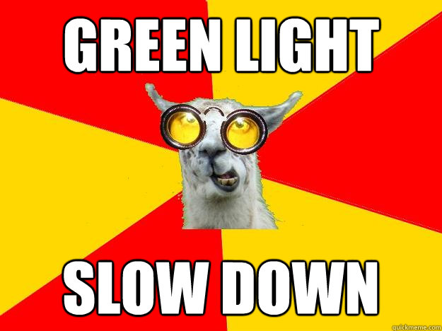 Green light  Slow down  Learner Driver Llama