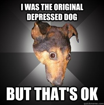 I was the original depressed dog   But that's ok  Depression Dog