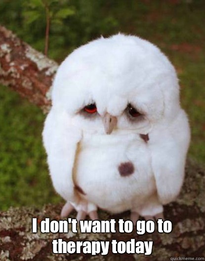 I don't want to go to therapy today -  I don't want to go to therapy today  Depressed Baby Owl