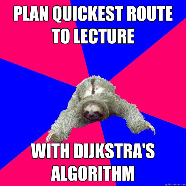 Plan quickest route to lecture With Dijkstra's algorithm - Plan quickest route to lecture With Dijkstra's algorithm  Math Major Sloth