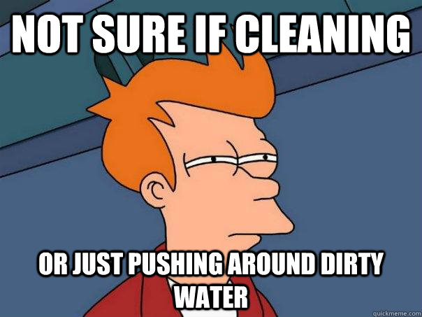 Not sure if cleaning Or just pushing around dirty water  Futurama Fry