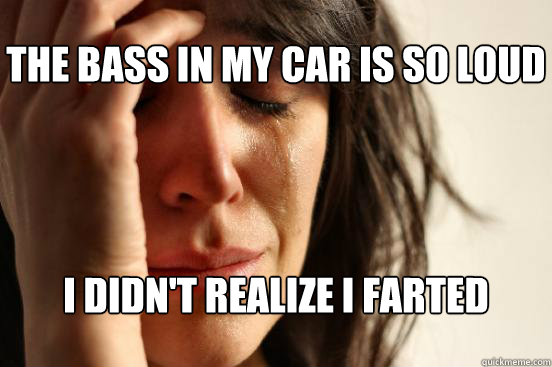 The Bass In My Car Is So Loud I didn't realize I farted  First World Problems