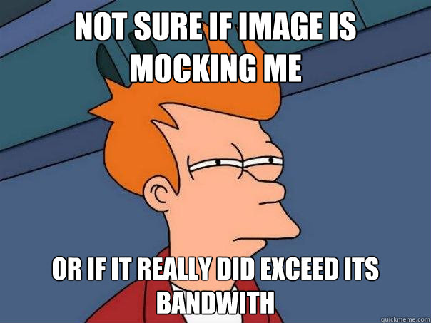 Not sure if image is mocking me or if it really did exceed its bandwith   Futurama Fry