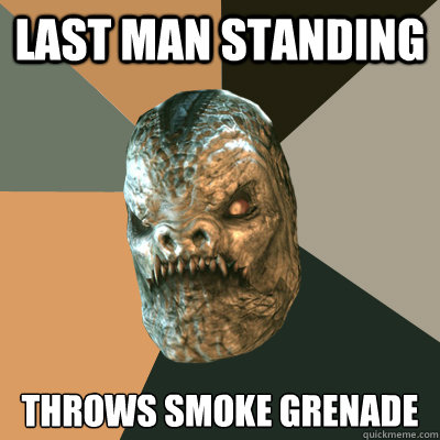 Last man standing throws smoke grenade - Last man standing throws smoke grenade  Gears of War A.I.