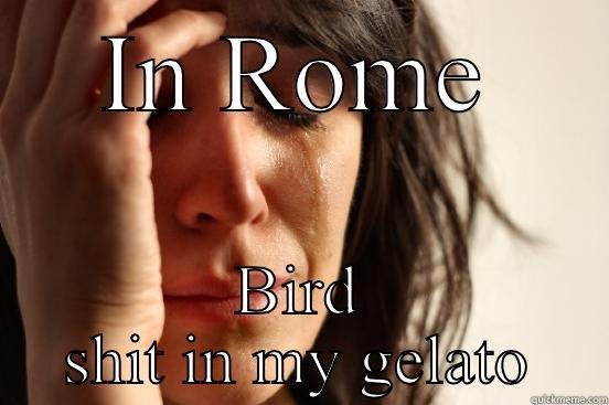 IN ROME BIRD SHIT IN MY GELATO First World Problems