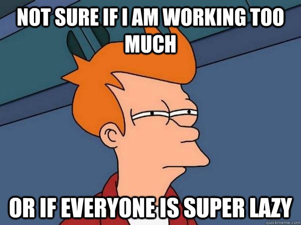 not sure if i am working too much or if everyone is super lazy  Not sure Fry