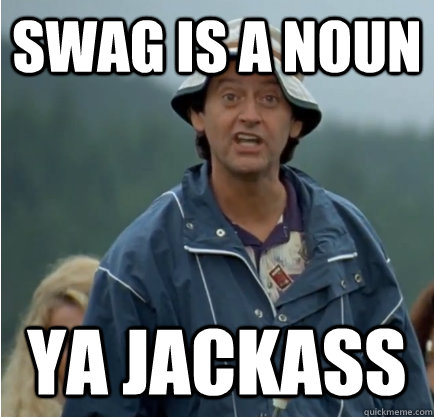swag is a noun ya jackass  