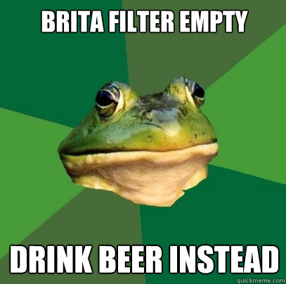 Brita filter empty Drink beer instead  Foul Bachelor Frog