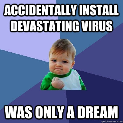 Accidentally install devastating virus Was only a dream  Success Kid