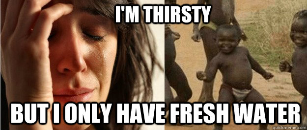 But I Only have fresh water I'm thirsty  First world problem third world success