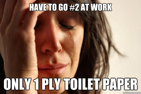 Have to go #2 at work only 1 ply toilet paper  First World Problems