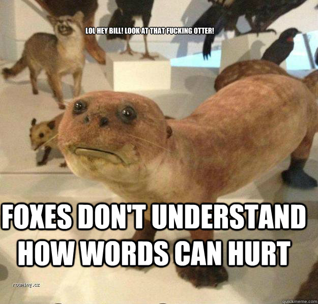 Lol Hey bill! look at that fucking otter!  Foxes don't understand how words can hurt - Lol Hey bill! look at that fucking otter!  Foxes don't understand how words can hurt  betrayed otter