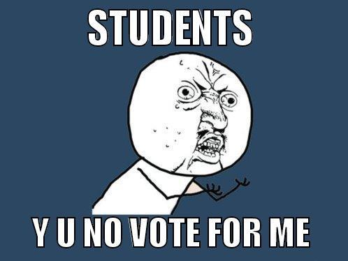           STUDENTS                 Y U NO VOTE FOR ME      Y U No