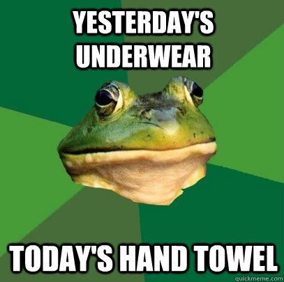 yesterday's underwear today's hand towel  Foul Bachelor Frog