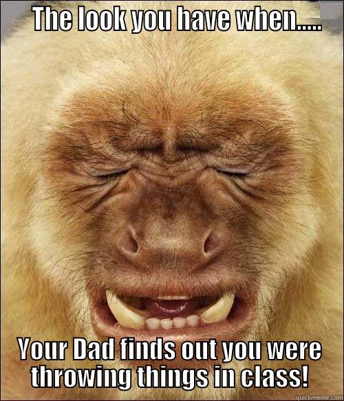    THE LOOK YOU HAVE WHEN..... YOUR DAD FINDS OUT YOU WERE THROWING THINGS IN CLASS! Misc