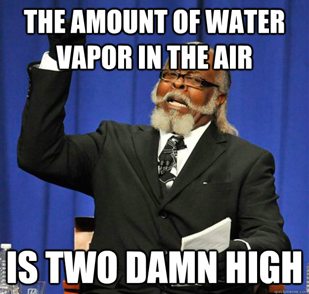 The amount of water vapor in the air Is two damn high - The amount of water vapor in the air Is two damn high  Jimmy McMillan