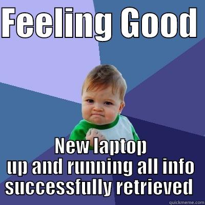 FEELING GOOD  NEW LAPTOP UP AND RUNNING ALL INFO SUCCESSFULLY RETRIEVED  Success Kid