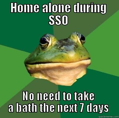SSO memes - HOME ALONE DURING SSO NO NEED TO TAKE A BATH THE NEXT 7 DAYS Foul Bachelor Frog