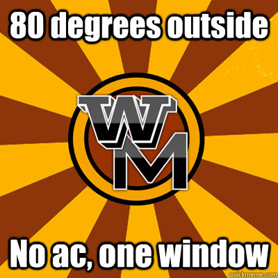 80 degrees outside No ac, one window - 80 degrees outside No ac, one window  WMU meme