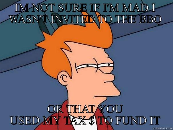 Food stamp BBQ - IM NOT SURE IF I'M MAD I WASN'T INVITED TO THE BBQ OR THAT YOU USED MY TAX $ TO FUND IT Futurama Fry