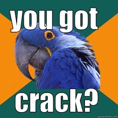 the crack addict - YOU GOT  CRACK? Paranoid Parrot