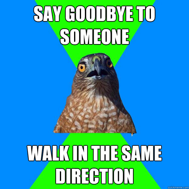Say goodbye to someone walk in the same direction - Say goodbye to someone walk in the same direction  Hawkward
