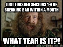 Just finished Seasons 1-4 of breaking bad within a month What year is it?!  What year is it