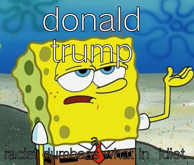 donald trump the racist idiot - DONALD TRUMP A RACIST DUMBASS WHAT IN  IDIOT Tough Spongebob