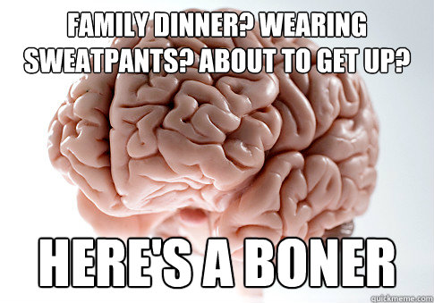 family dinner? wearing sweatpants? about to get up? here's a boner  Scumbag Brain