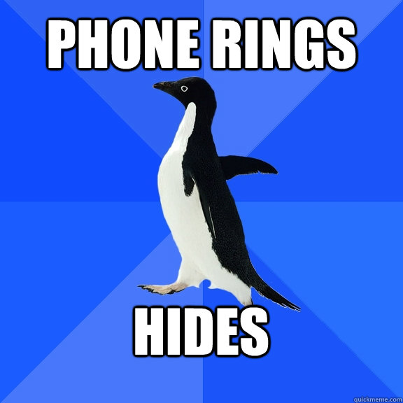 phone rings  hides   Socially Awkward Penguin