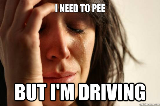 I need to pee But I'm driving  First World Problems