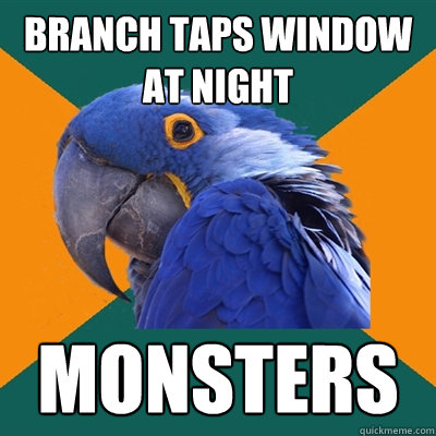 branch taps window at night monsters  Paranoid Parrot