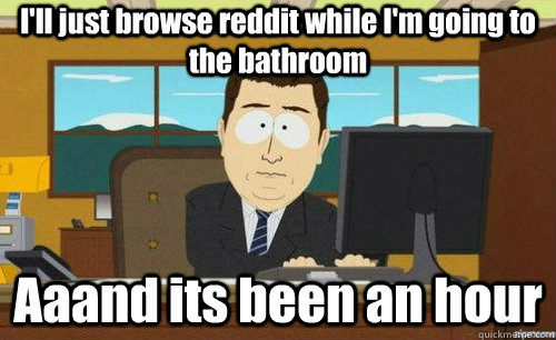 I'll just browse reddit while I'm going to the bathroom Aaand its been an hour  anditsgone