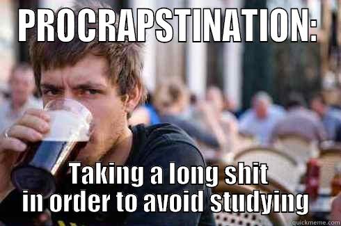 PROCRAPSTINATION: TAKING A LONG SHIT IN ORDER TO AVOID STUDYING  Lazy College Senior